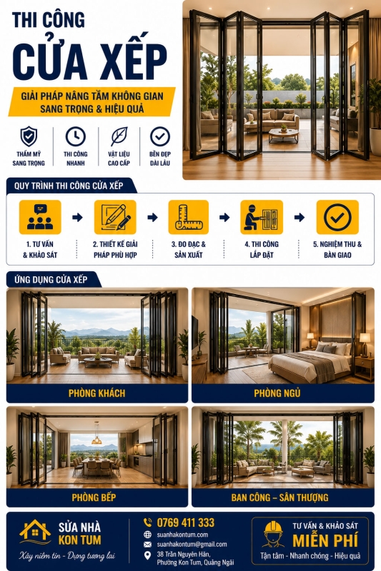 Thi công cửa xếp